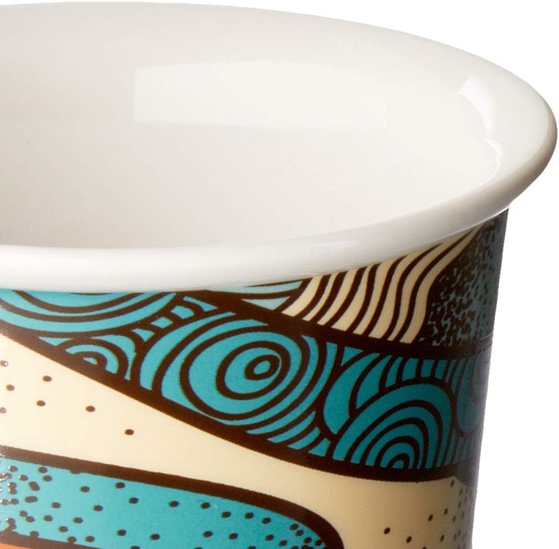 De'Longhi Double-Wall Ceramic Mug 300ml - Handmade Thermal Mug with Silicone Lid, Keeps Drinks Warm Longer, Microwave and Dishwasher Safe, Geometric Pattern, Brown DLSC055 - Image 4